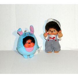 Peluche Kiki Boule Lapin Monchhichi Sekiguchi + Poupée Kiki Le Vrai