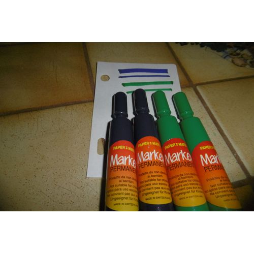 Marqueurs Permanents Tempo Marker Papermate Bleu Et Vert Lot De 4