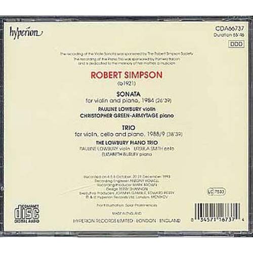Sonates Pour Violon Et Piano, Trio Pour Piano & Cordes Trio Lowbury Avec Piano