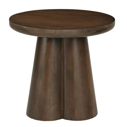 Table Basse Ronde D.50 Cm En Manguier Massif Teinté Noyer