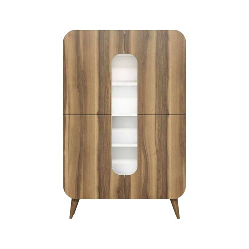 Buffet Effet Bois Beige, Blanc 93x32 H144 Cm