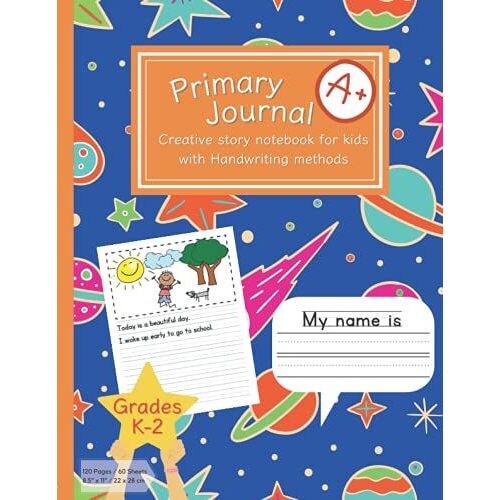 Primary Journal Creative Story Space Design Notebook: For Kids, Kindergarten, Grades K-2 With Handwriting Methods And Draw Box