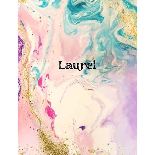 Laurel: Unicorn Notebook Personal Name Wide Lined Rule Paper | Notebook Pink & Gold Stars Confetti Glitter For Writing Journal Or Diary Women & Girls ... Or Valentine's Day 160 Pages Size 8.5x11inch