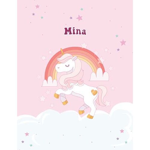 Mina: Unicorn Notebook Personal Name Wide Lined Rule Paper | Notebook The Notebook For Writing Journal Or Diary Women & Girls Gift For Birthday, For Student | 162 Pages Size 8.5x11inch