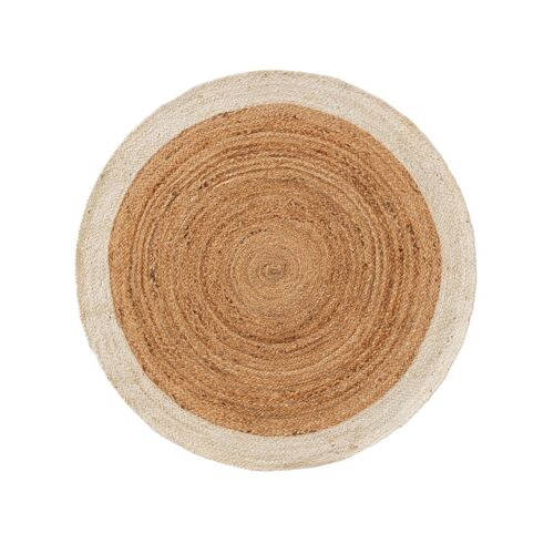 Tapis Poil Ras De Jute Jutta Ivory 115 Cm Round - Tapis Poil Court Design Moderne Pour Salon