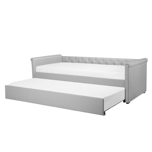 Lit gigogne en tissu gris clair 90 x 200 cm LIBOURNE