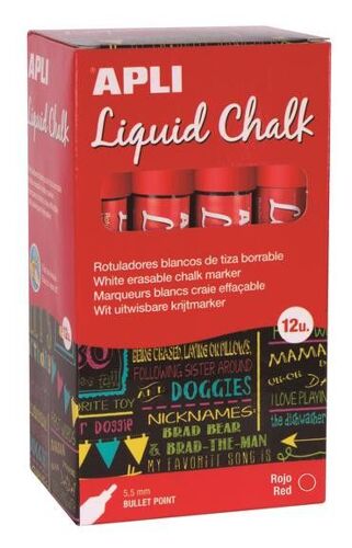 Marqueur Craie Liquide Pointe Ronde 5,5 Mm Rouge 12 U.