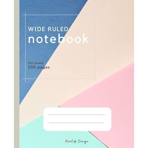 Wide Ruled Notebook For Kids, Students: Texture 3d Composition Book For School, Work, Travel | 200 Pages