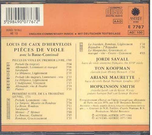 Louis De Caix D'hervelois : Pièces Pour Violes 1708 &  1731