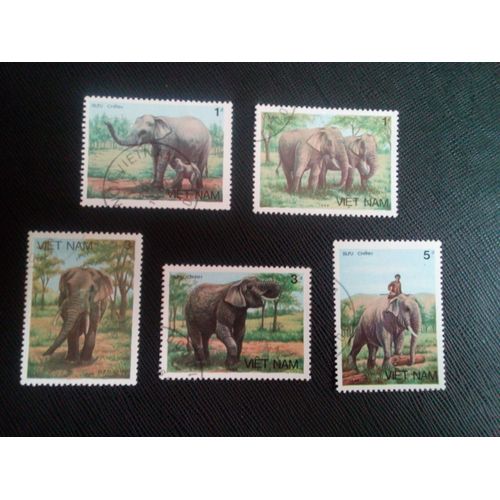 Timbre Vietnam Yt 774 A 778 Séries: Éléphant D'asie 1987 ( 061105 )