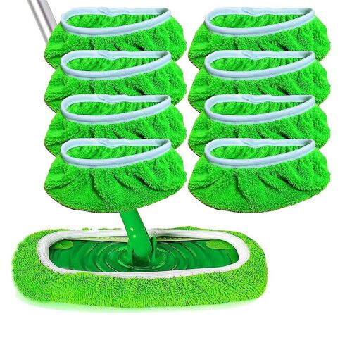 Convient pour le chiffon de vadrouille plat Éponge absorbante Housse de tissu de remplacement Ménage sec et humide vadrouille 8Pack