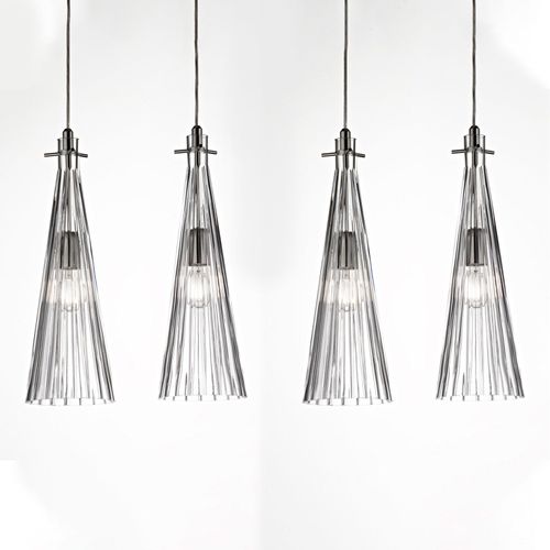 Suspension Costa Rica, À 4 Lampes, Transparente