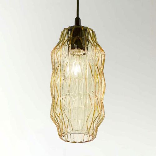 Élégante Suspension En Verre Origami Ambrée