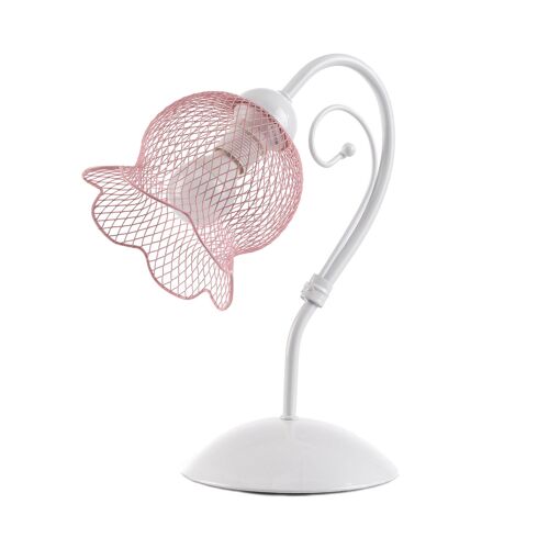 Lampe À Poser Mia Avec Abat-Jour Filets En Rose