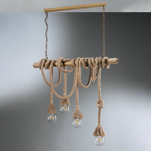 Suspension Mauli En Bois Et Corde