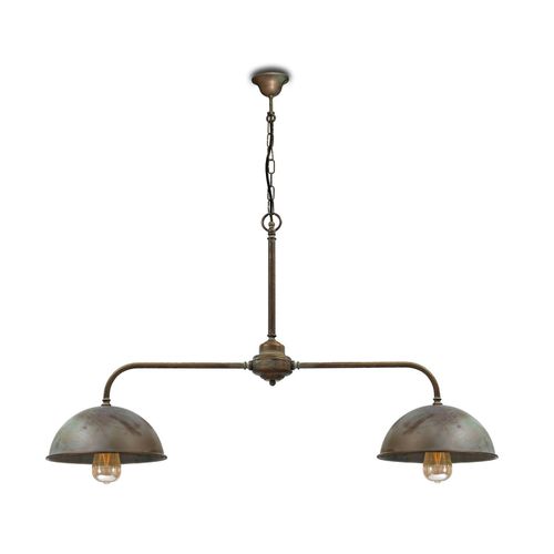 Suspension Circle Laiton Antique, 2 Lampes