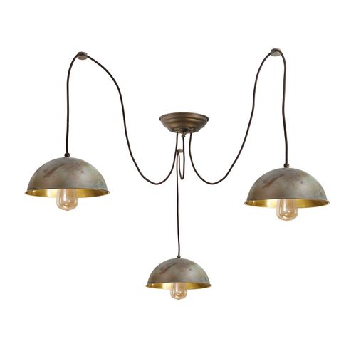 Suspension Circle 3248.3l, 3 Lampes Laiton Ancien