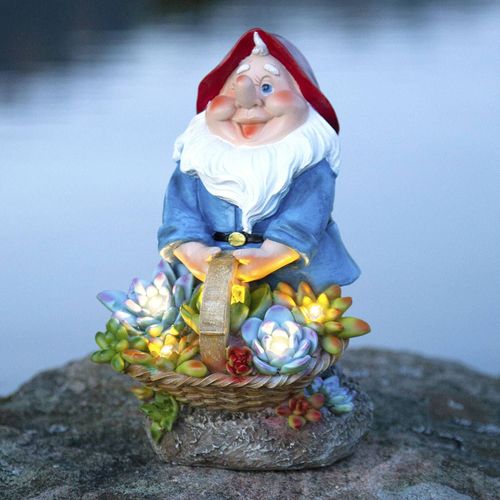 Lampe Solaire Led Gnomy, Panier De Fleurs