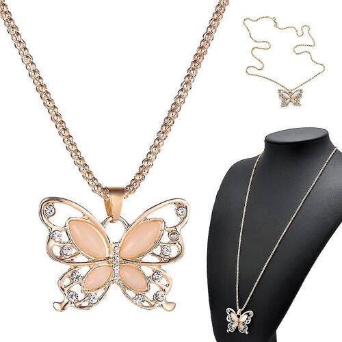 Mode Femmes Or Opale Papillon Charm Pendentif Chaîne Collier Bijoux