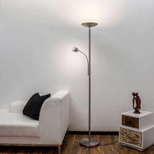 Malea Lampadaire Indirect Led Avec Liseuse, Nickel