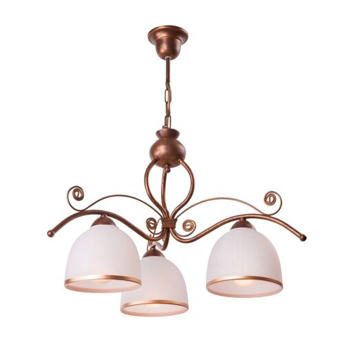 Suspension Roma En Blanc Et Brun, À Trois Lampes