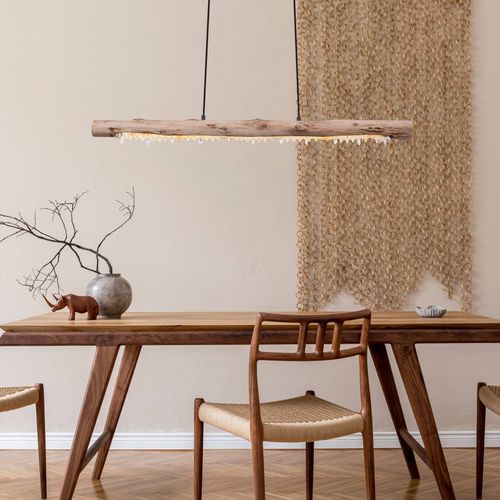 Suspension Led Felicitas En Bois, Longueur 100 Cm