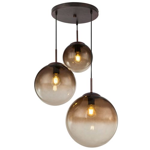 Suspension Verre Varus Ambre 3 Lampes Ø 51 Cm