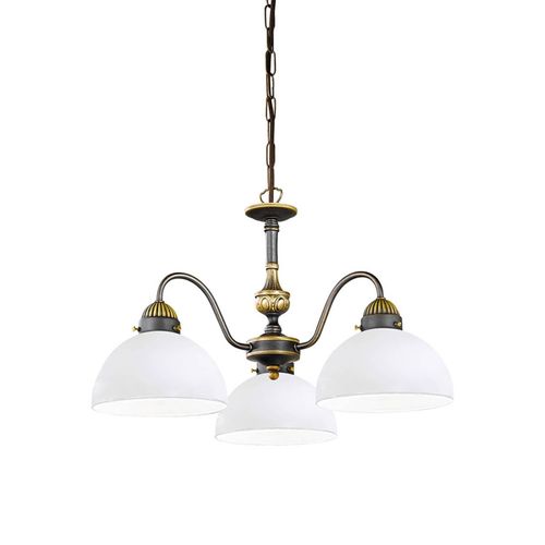 Suspension Nonna Bianco, À 3 Lampes, Ronde