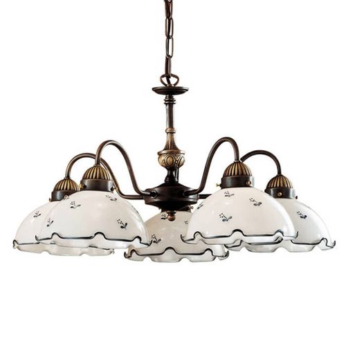 Lustre À 5 Lampes Nonna Blanc-Bleuté