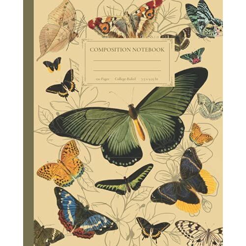 Vintage Composition Notebook: Beautiful Butterfly Vintage Illustration.