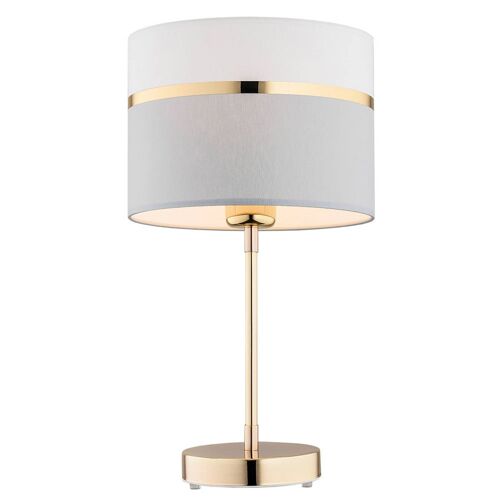 Lampe À Poser En Tissu Long Blanche/Grise/Laiton