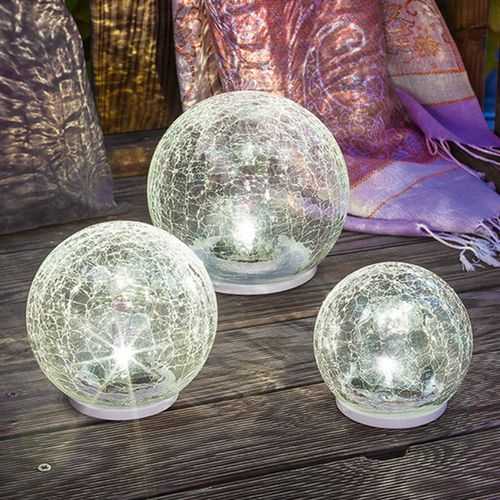 Set De 3 Lampes Solaires Led Crackel Ball