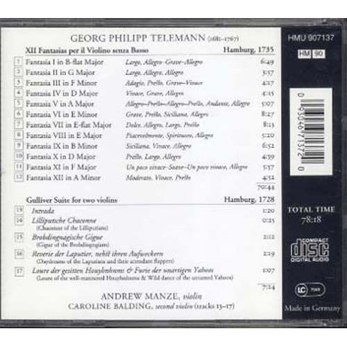 Fantaisies (12) Pour Violon Seul (Hambourg, 1735)...