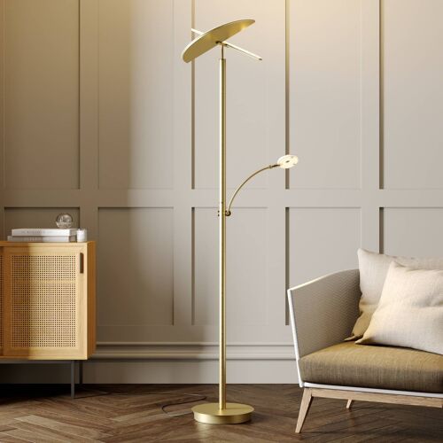Lucande Lampadaire Indirect Led Anniki, Laiton