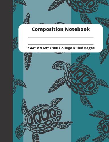 Tribal Turtle Composition Notebook: Lined College Ruled Pages, For School, Note Taking, Journaling And More