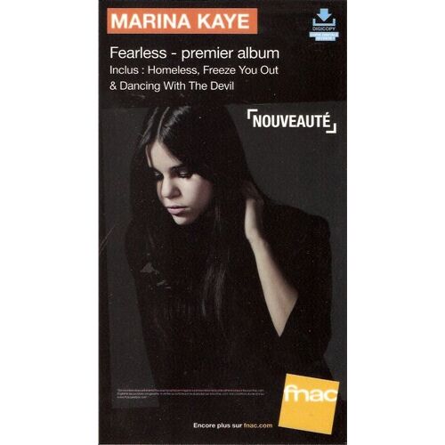 Plv Cartonnée Rigide 14x25cm Marina Kaye Fearless / Magasins Fnac