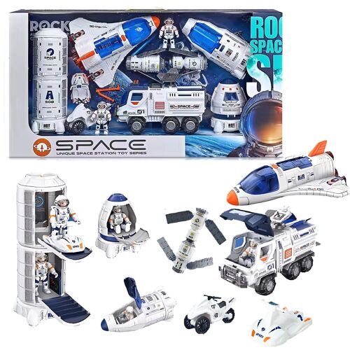 Jouet Interactif Avec Astronautes, Station Spatiale, Navette Spatiale, Véhicule Spatial Et Accessoires, Kit Complet