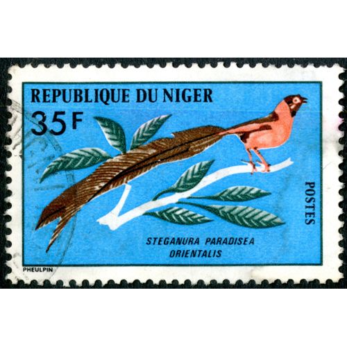 Timbre Oblitéré République Du Niger, Steganura Paradisea Orientalis, Postes, 35 F