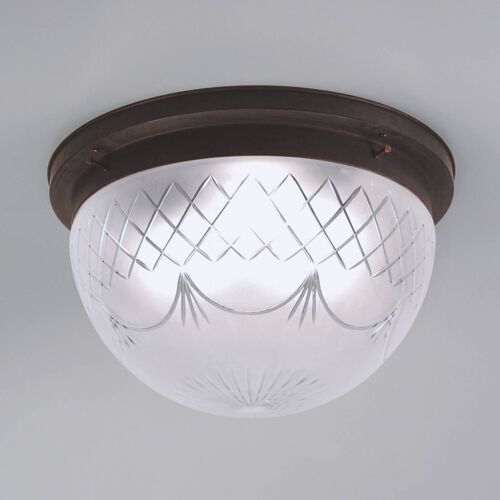 Plafonnier Karolin Avec Abat-Jour En Verre Décoré