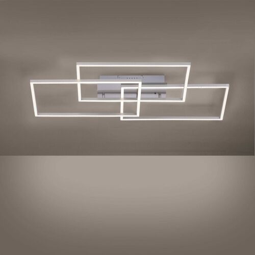 Plafonnier Led Iven Acier, 3 Lampes, Rectangulaire