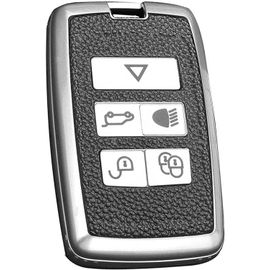 Coque De Clé De Voiture Intelligente - Pour Land Rover Jaguar - 5 Boutons - En Tpu - Pour Range Rover Sport Velar - En Cuir Argenté(Q950)