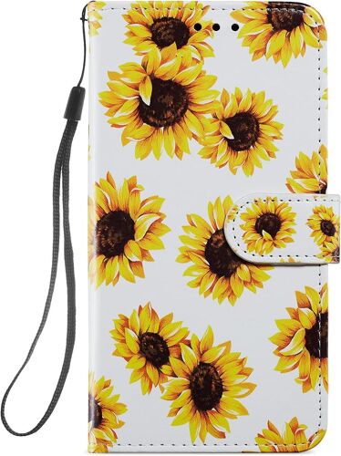 Coque Cuir Pour Samsung Galaxy A32 5g Etui A Rabat Motif Dessin Pour Filles Femmes, Portefeuille Housse Avec Case 360 Degres Silicone Antichoc Protection Cover Cuir - Tournesol