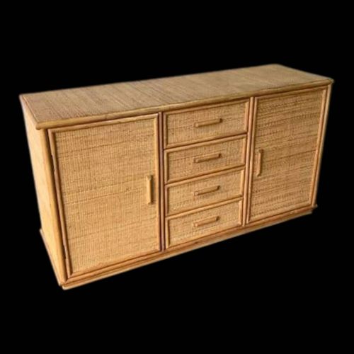 Buffet Vintage En Rotin De Style Roche Bobois Beige