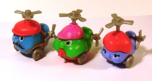 Figurines "Kinder" (1998) Famille Hélicoptère (Version Rouge) (K99n52 / K99-52 , K99n53 / K99-53 Et K99n54 / K99-54)