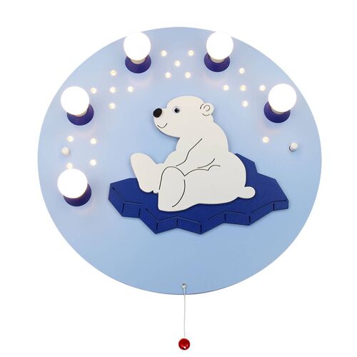 Applique Ours Polaire, Bleu Clair, 5 Lampes