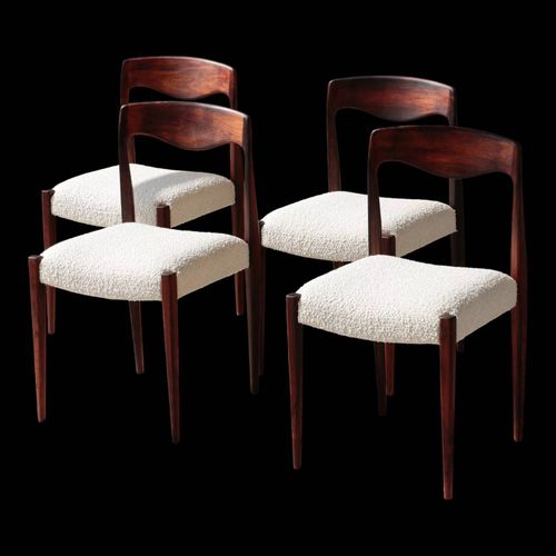 Srie De 4 Chaises Scandinaves En Palissandre Style Otto Mller Vintage Marron