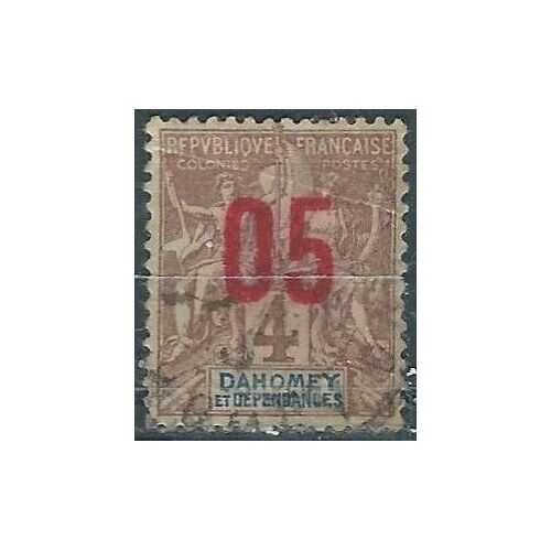 Dahomey (Actuel Bénin), Colonie Française 1912, Beau Timbre Yvert 34, Type Sage "Colonies" 4c. Brun Surchargé "05", Oblitéré, Tbe