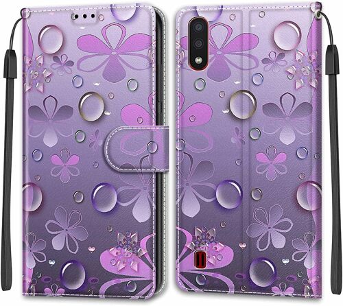 Coque Pour Samsung Galaxy A01/ M01, Etui Samsung A01/ M01, Housse De Galaxy A01/ M01 En Cuir Pu, Etui Housse En Cuir De Protection Avec [Ranges Cartes] [Magnetique] Flip Case(Fleur)