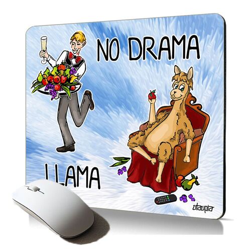 tapis de souris souple no drama lama humoristique bd drole texte llama animal accessoire ergonomique humour cartoon