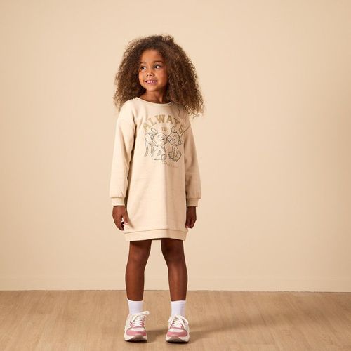 Robe Manches Longues Print Stitch Disney Pour Fille - Beige